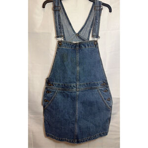 Free People Denim Overall Mini Pinny Dress Sz. 29 Y2K Indie Grunge Boho Festival